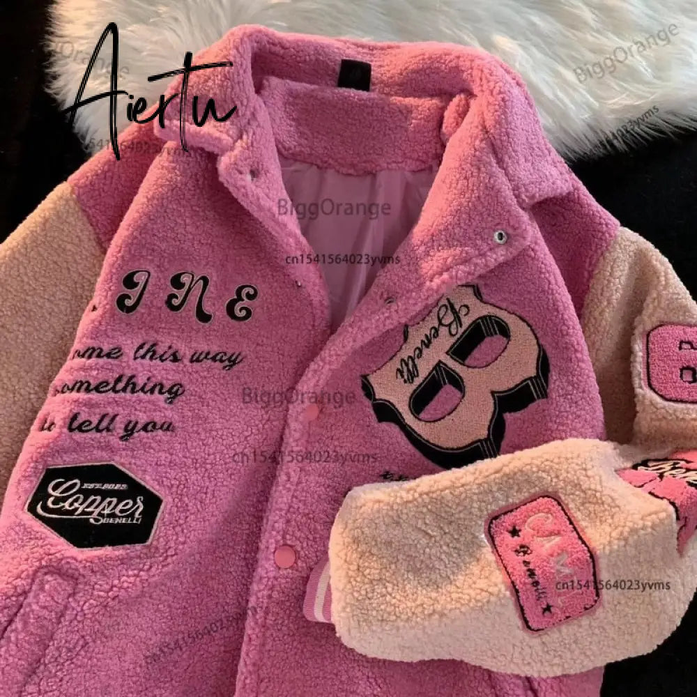 Letter Graphic Embroidery Coat