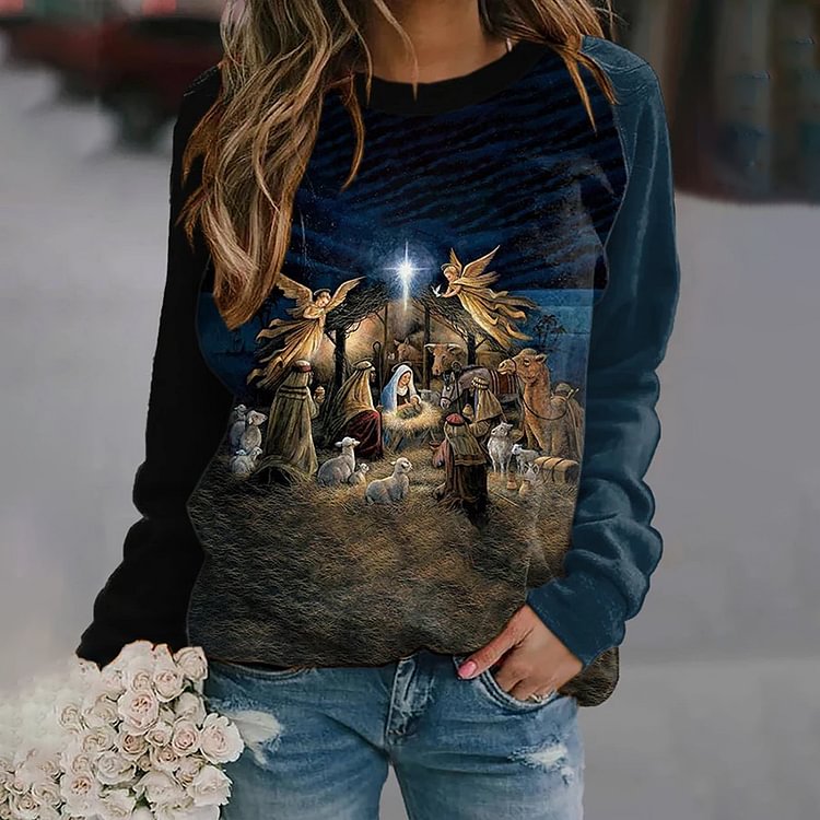 Comstylish Women's Jesus Birthday Print Sweatshirt