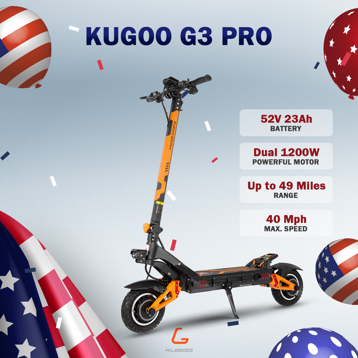 KuKirin G3 Pro Electric Scooter | Dual 1200W Powerful Motor | 65KM
