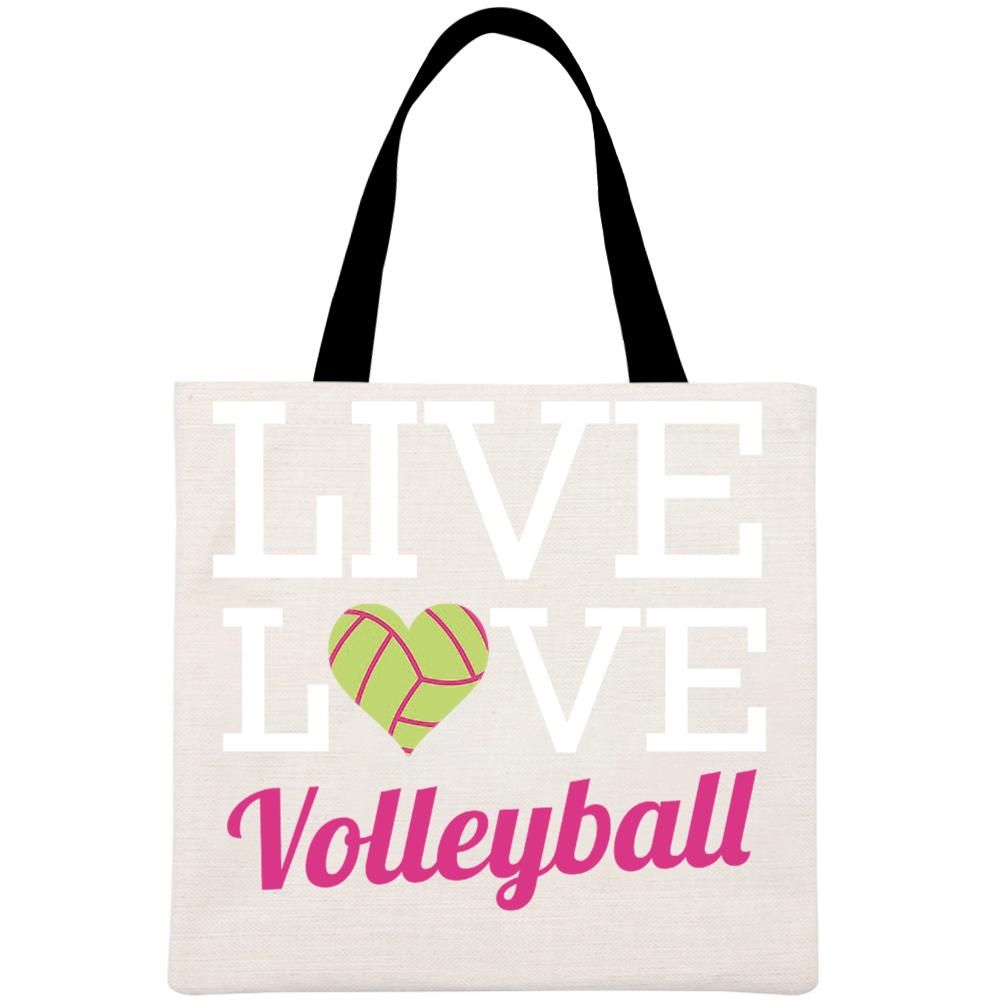 Live Love Volleyball Printed Linen Bag-Guru-buzz