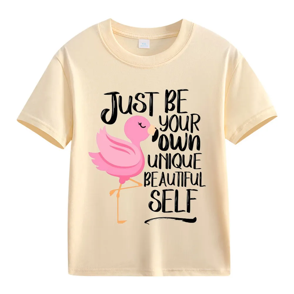 【2Y-13Y】Just Be Your Own Unique Beautiful Self Flamingo Graphic T-Shirt For Kids
