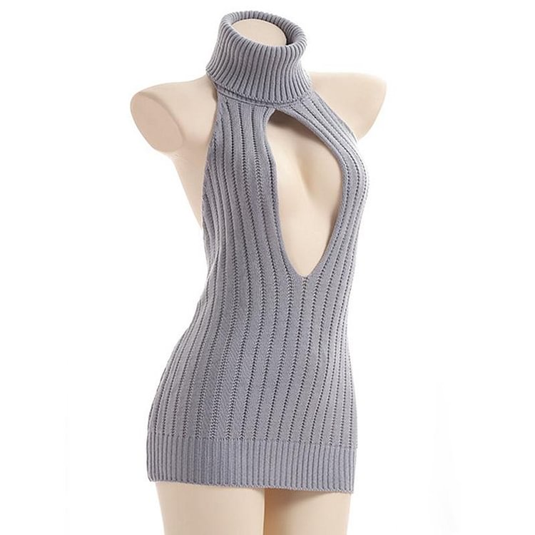 Hollow Out Front Backless Virgin Killer Cosplay Sweater