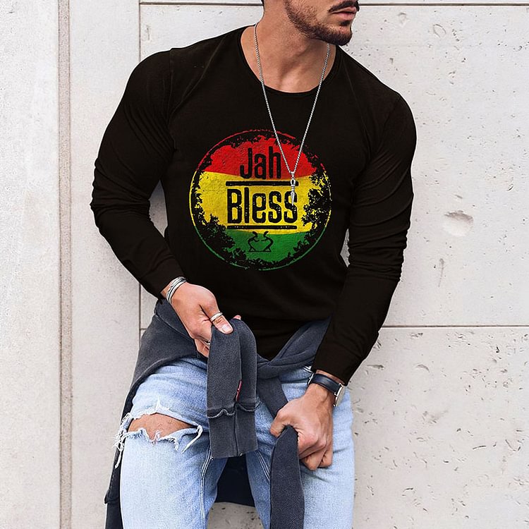 Reggae Graphic Casual Long Sleeve T-Shirt