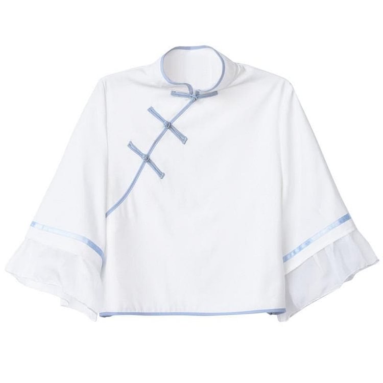 S/M/L White Chinese Style Flare Sleeve Top SP179871