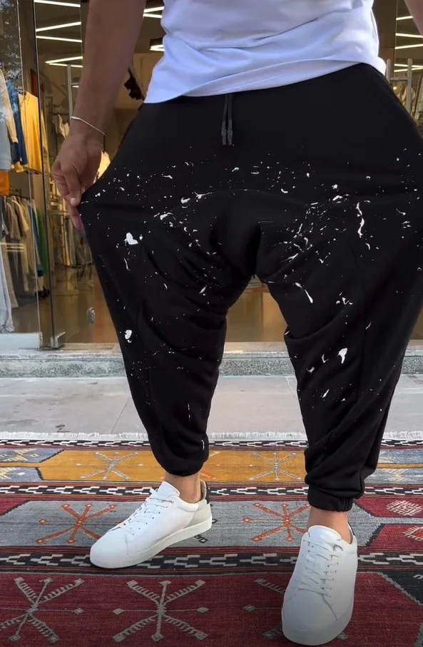 Splash Ink Print Men's Jogger Pants