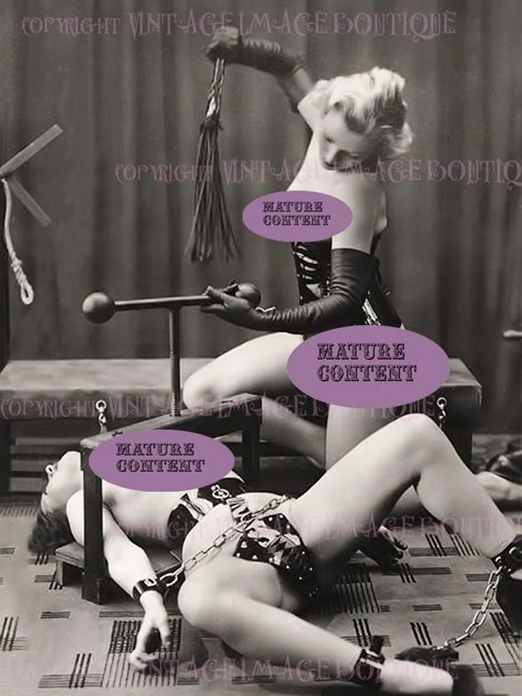 pornhint Pornhint Lovely 1920's Kinky Dominant And Submissive Lesbian Women Bondage BDSM Romantic 5x7 Greeting Card bdsm pillory