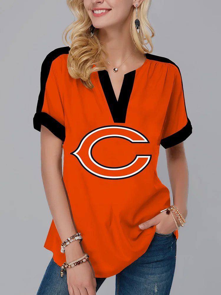 Chicago Bears Fashion Short Sleeve V-Neck Shirt
