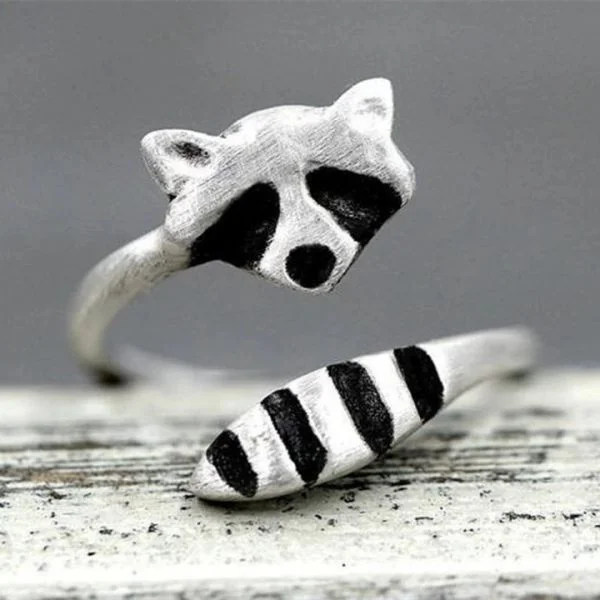 Sterling Silver Raccoon Ring