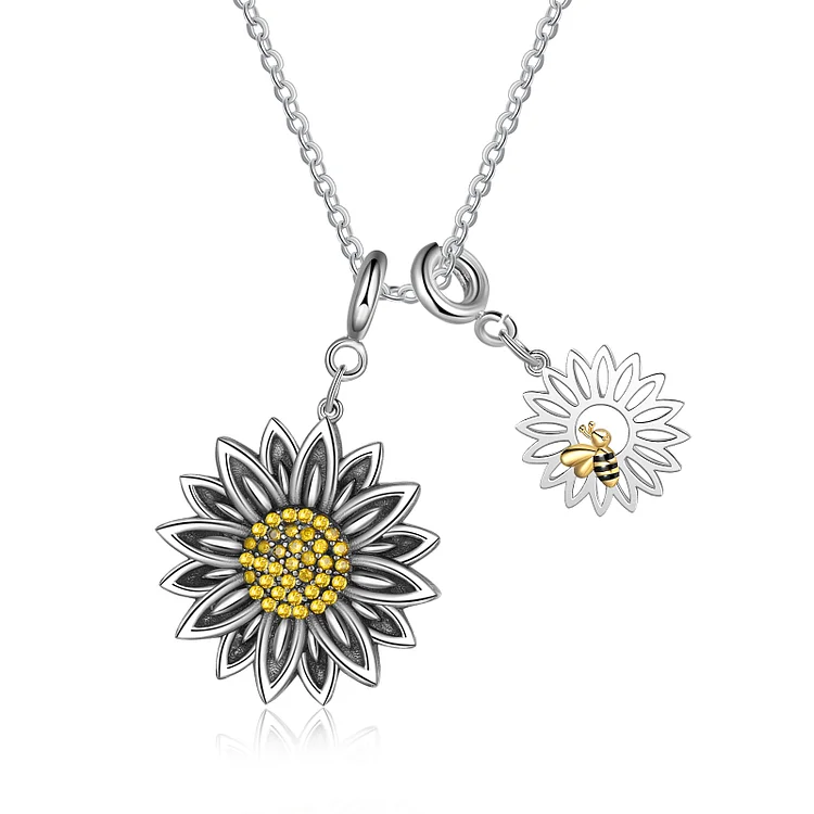 Sunflower Bee Necklace Gifts for Her "You Are My Sunshine"