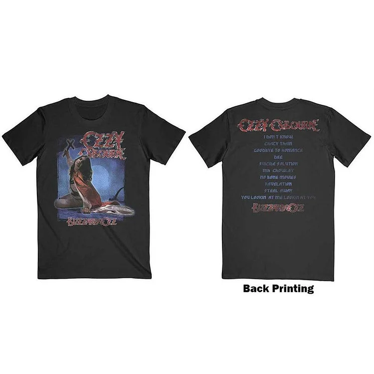 Ozzy Osbourne Unisex T-ShirtOzzy Osbourne Unisex T-Shirt: Blizzard of Ozz Tracklist (Back Print)