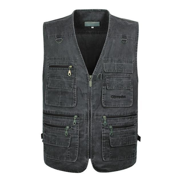 Casual Summer Big Size Cotton Sleeveless Vest With Many 16 Pockets Men Multi Pocket Photograph Waistcoat