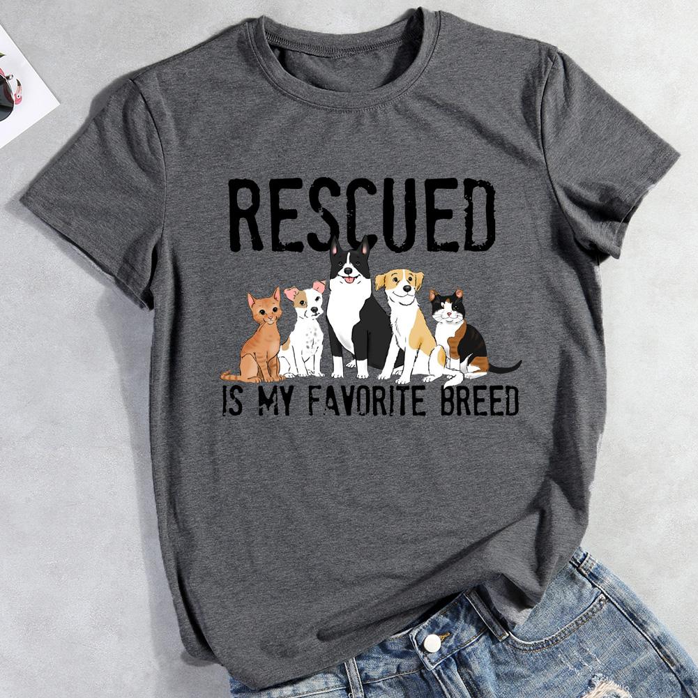 Rescue is my favorite breed Pet Animal Lover T-shirt Tee -012250-Guru-buzz