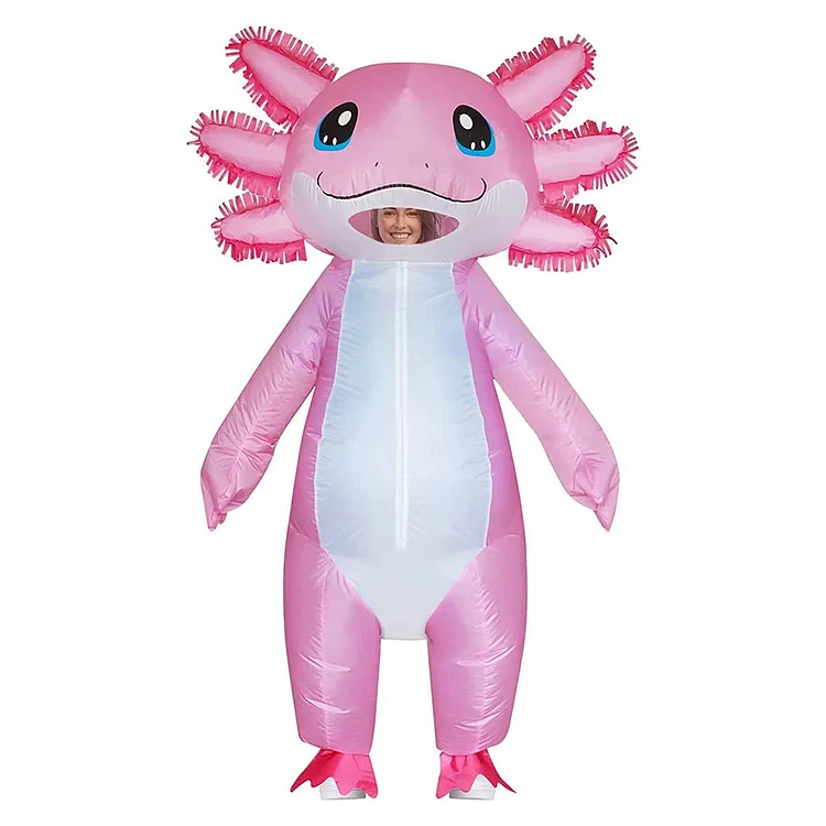 Adult Pink Axolotl Animal Inflatable Costume Funny Party Jumpsuit Cosplay Costume Halloween Carnival Suit