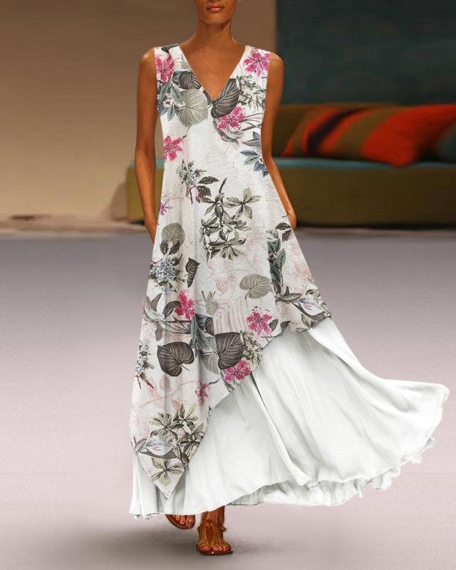 Floral Neck A Line Daily Vintage Dresses P122975