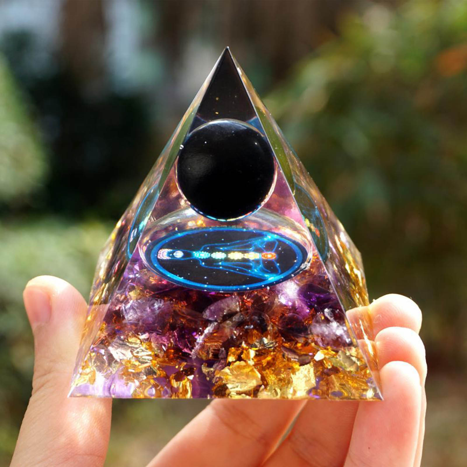 Natural Crystal Power Tower Orgonite Pyramid