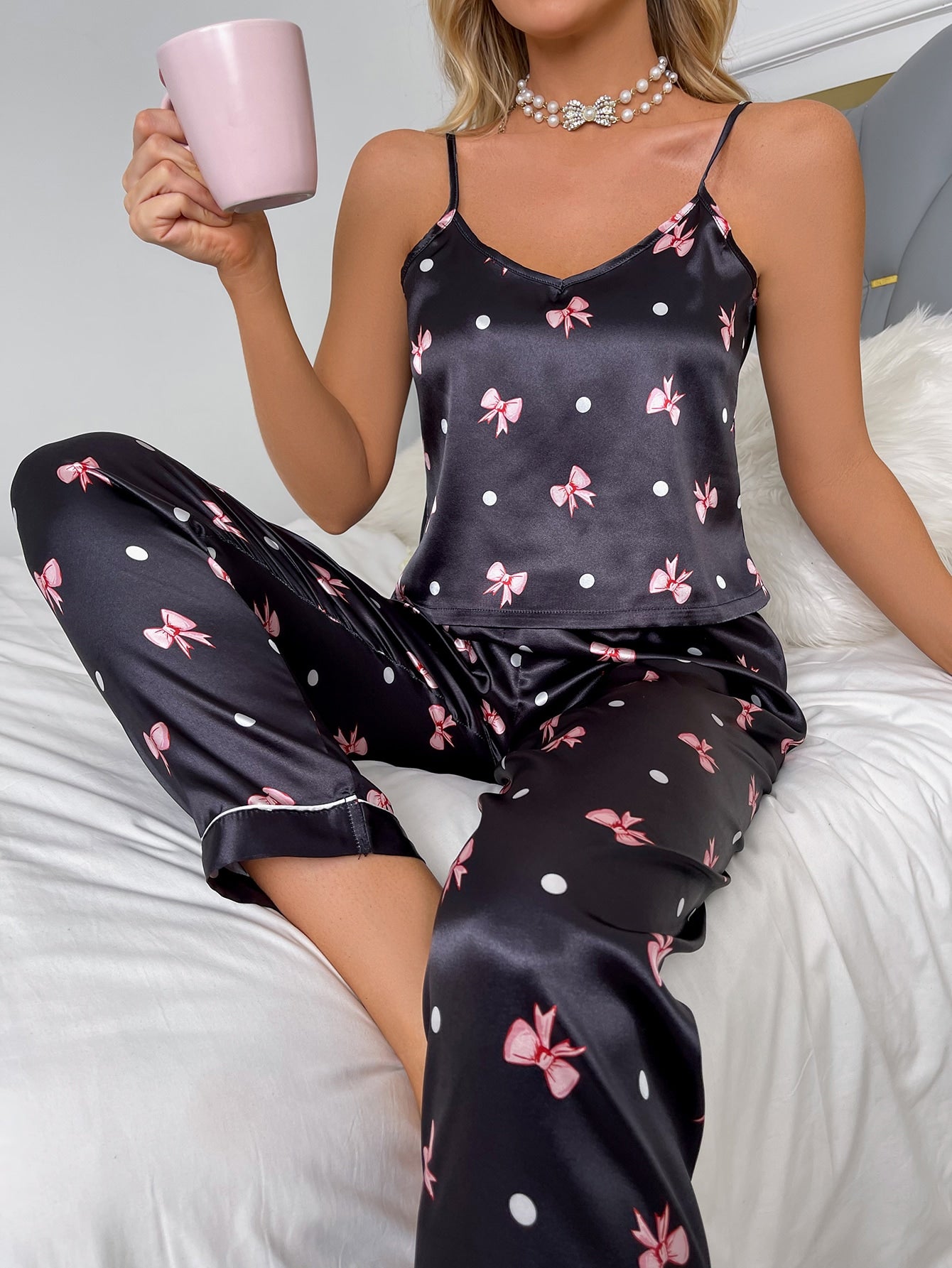 Pretty in Bows Silky PJ Set main image 1