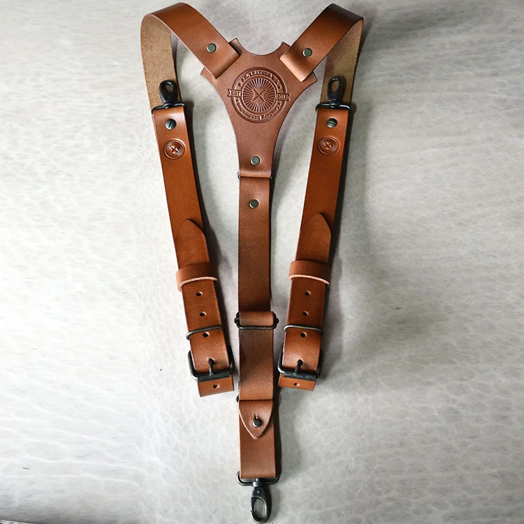 TIMSMEN Men's Leather Handmade Adjustable Suspenders
