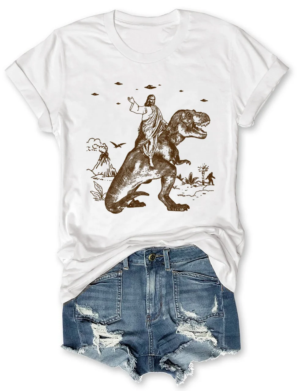 Jesus Riding Dinosaur T Shirt