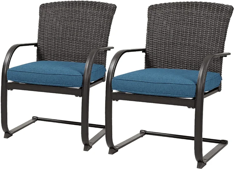 GRAND PATIO Dining Wicker Chair Set,Outdoor Dining Set,Steel Frame Rocking Chair with Cushion