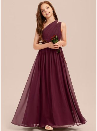 princess polly baby blue dress Fluffy Burgundy One Shoulder Sleeveless Pleated Junior Bridesmaid Dress  JB033
