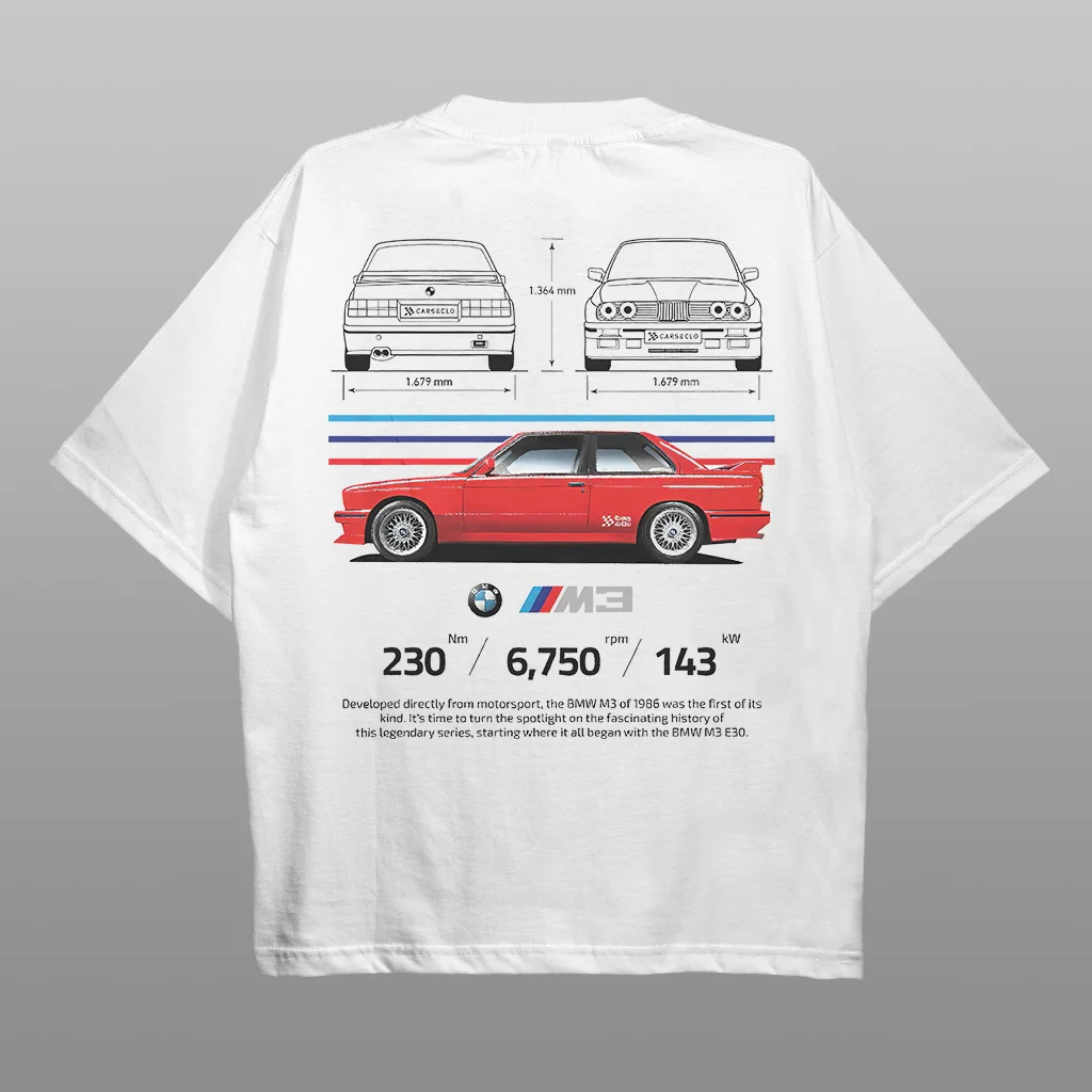 BMW E30 M3 Car Printed Men's Oversized T-shirts - Devcarry