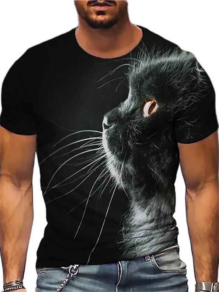 Men's Unisex T shirt Tee Animal Graphic Prints Crew Neck Black 3D Print Daily Holiday Short Sleeve Print Clothing Apparel Designer Casual Big and Tall / Summer / Summer-JRSEE