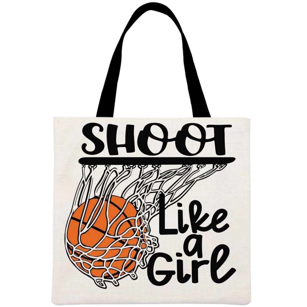 Shoot like a girl Basketball Printed Linen Bag-Guru-buzz