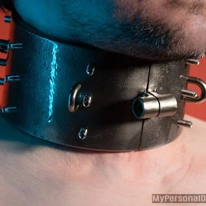 pornhint Pornhint Super heavy hard core steel collar (shackle) for BDSM & fetish play. Metal restraint Custom dungeon bondage equipment.