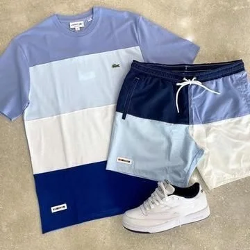 sky blue short-sleeved shorts fashion suit