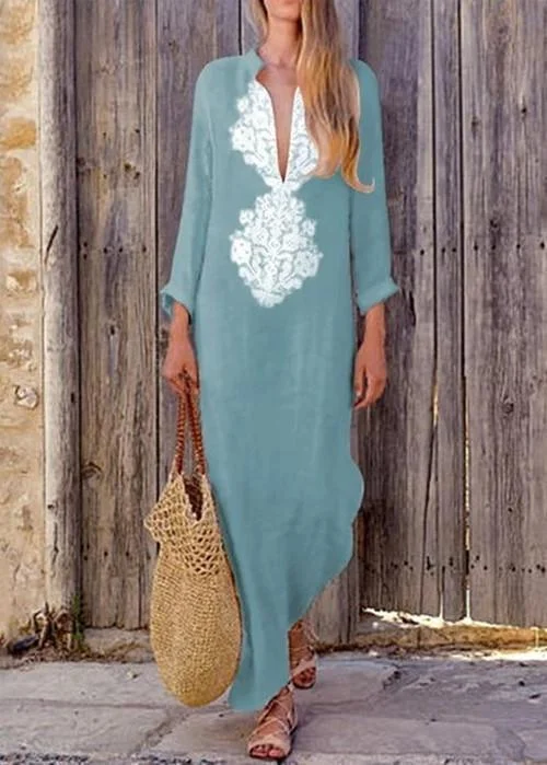 fashion women vintage dress shift half long sleeve slit dress p121379