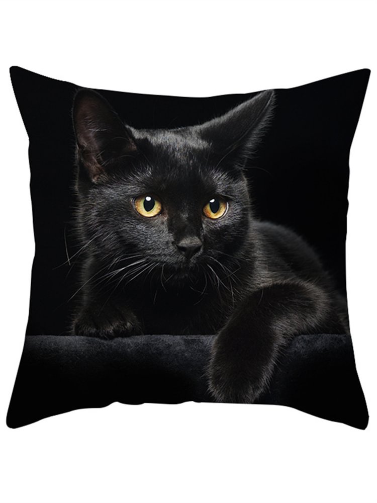 Comstylish Black Cat Print Soft Suede Pillowcase