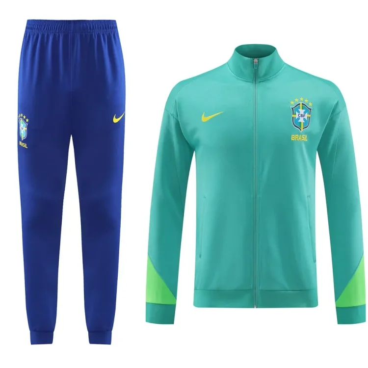 2023/2024 Brazilian long zipper jacket blue football jersey set