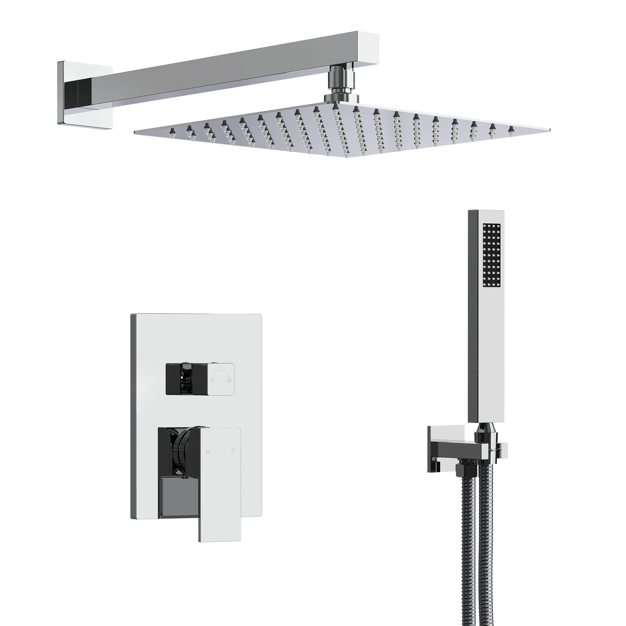 Rainfall Shower System in Chrome M6066CI-10BL | EVERSTEIN