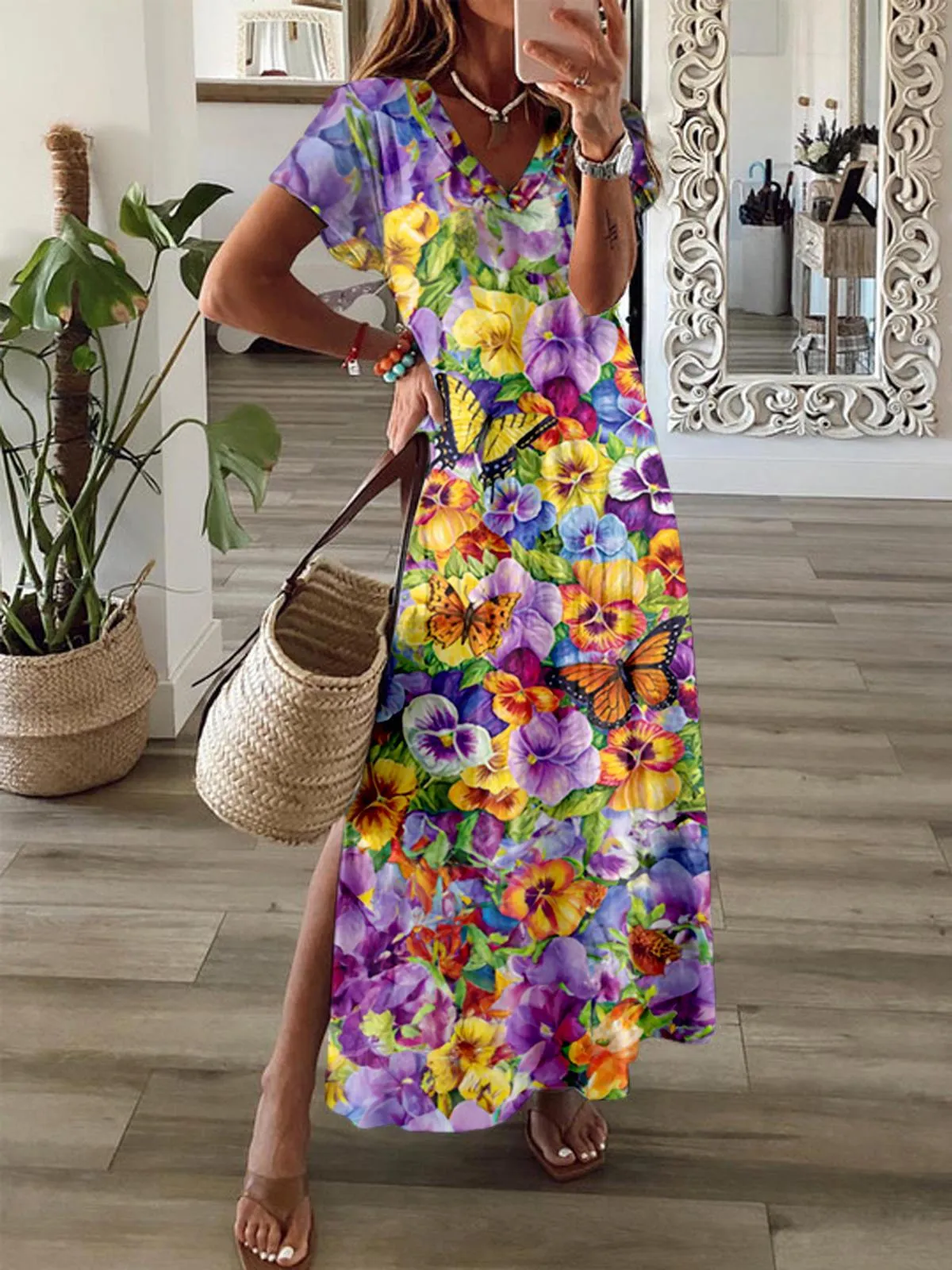 Short Sleeve Maxi Dress-2