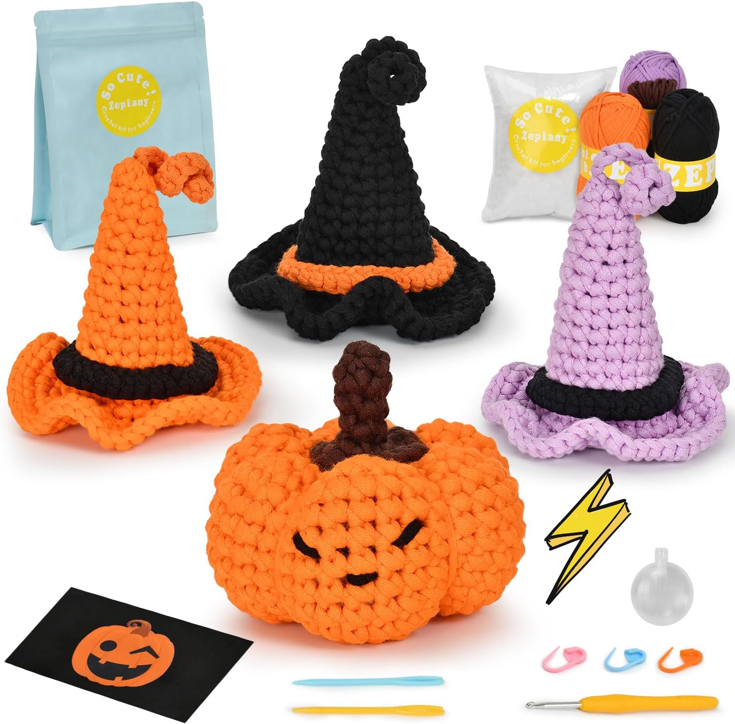 Crochet Kit for Kids Beginners and Adults, Learn to Crochet with Amigurumi  Crochet Kit for Beginners, Complete Halloween Crocheting Starter Kit with