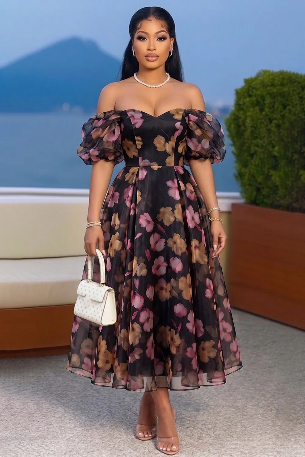 off shoulder black floral dress Black Floral Off Shoulder Maxi Dress | Wedding Guest Dress