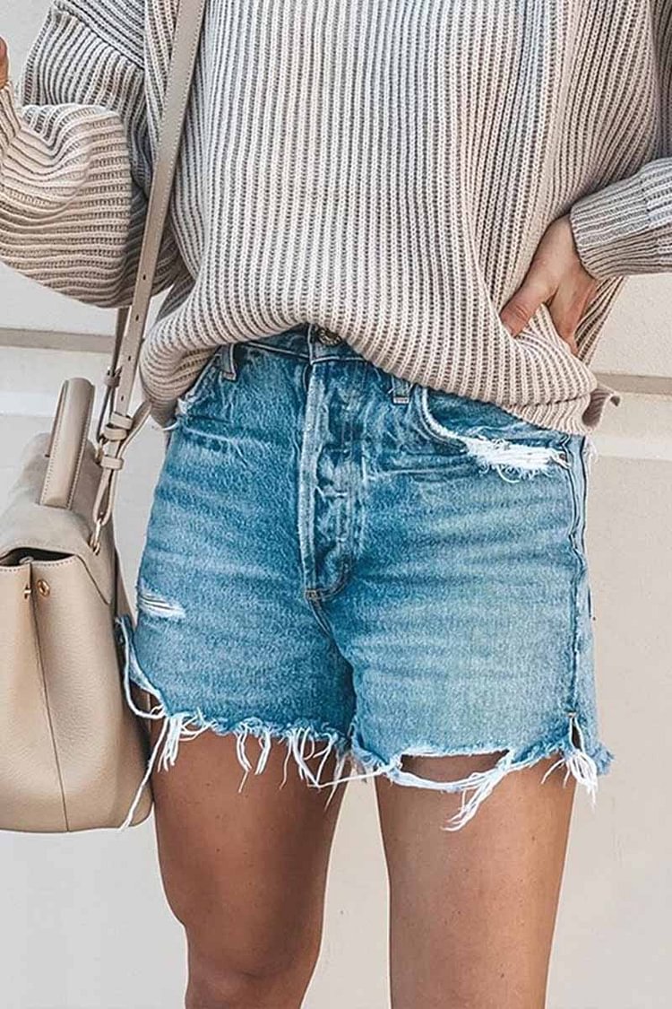 Casual Bibbed Jeans Shorts