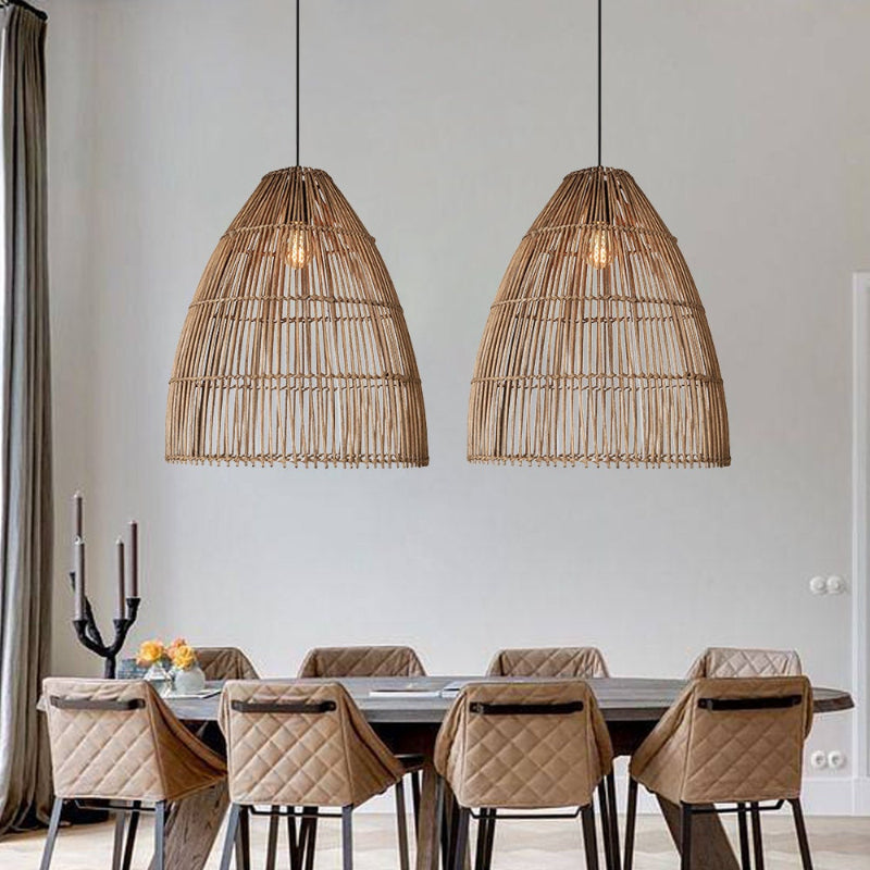 Farmhouse Boho Rattan Pendant Lights for Dining Room