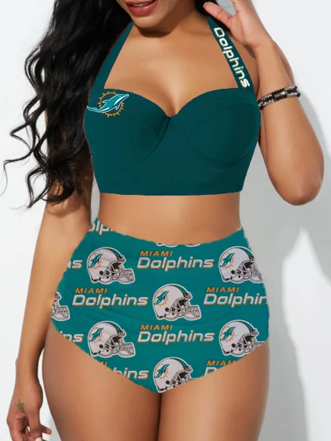 Miami Dolphins Sexy Print Bikini Swimsuit