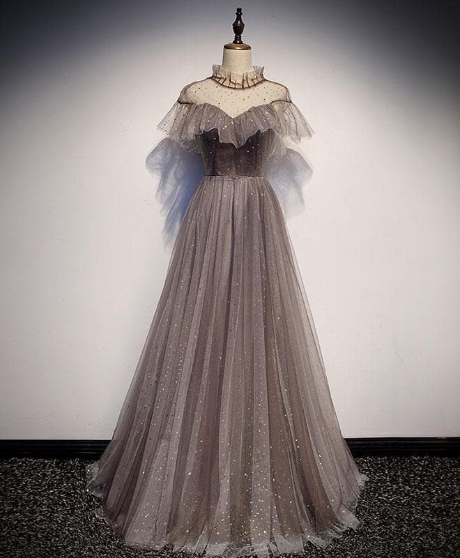 Unique Tulle Long Prom Dress, Tulle Evening Dress A021