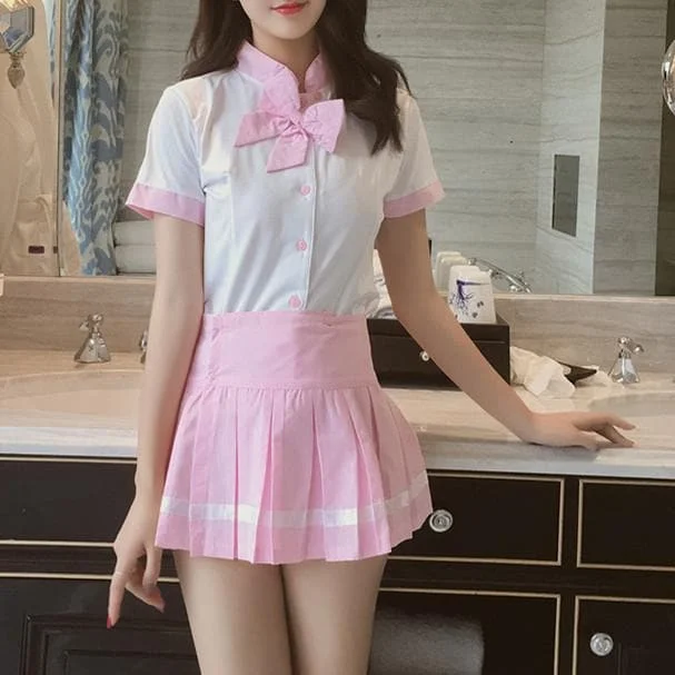 Pink Sweet Bow Tie Uniform Set S13083