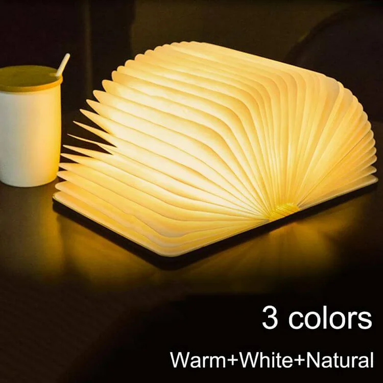 Colors LED Book Night Light Wooden 5V USB Rechargeable Magnetic Foldable Desk Table Lamp