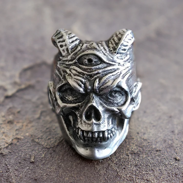 Gothic Demon Skull Stainless Steel Ring
