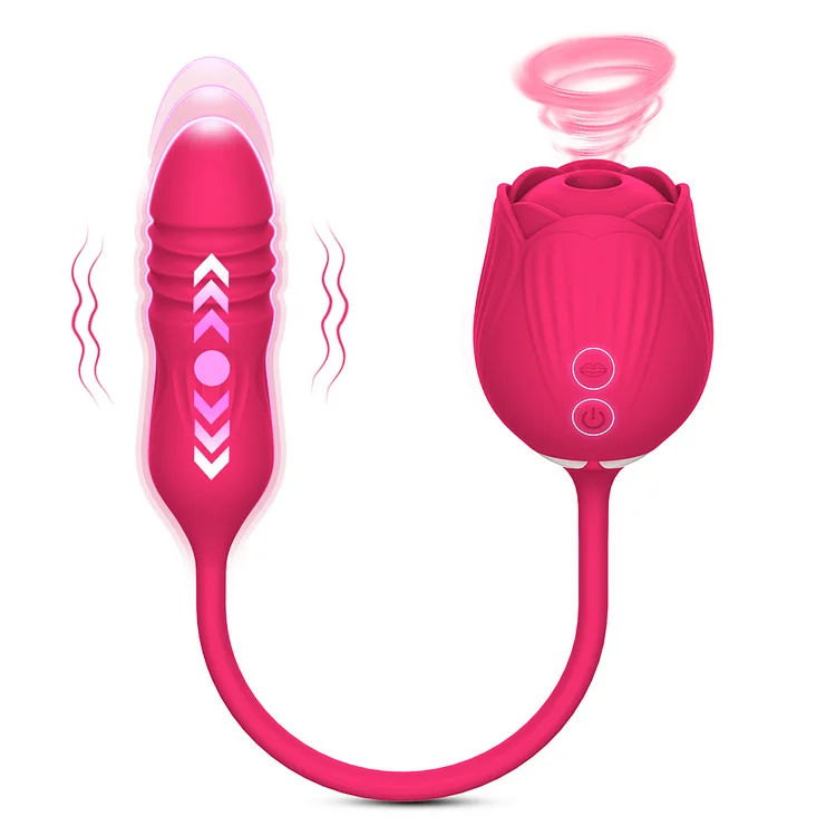 Pearlsvibe New 2-in-1 Rose Toy Sucking And Telescopic Vibrator For Women