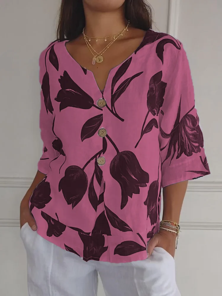 🔥HOT SALES 49% OFF🌷Printed V-neck Tunic Top🌷