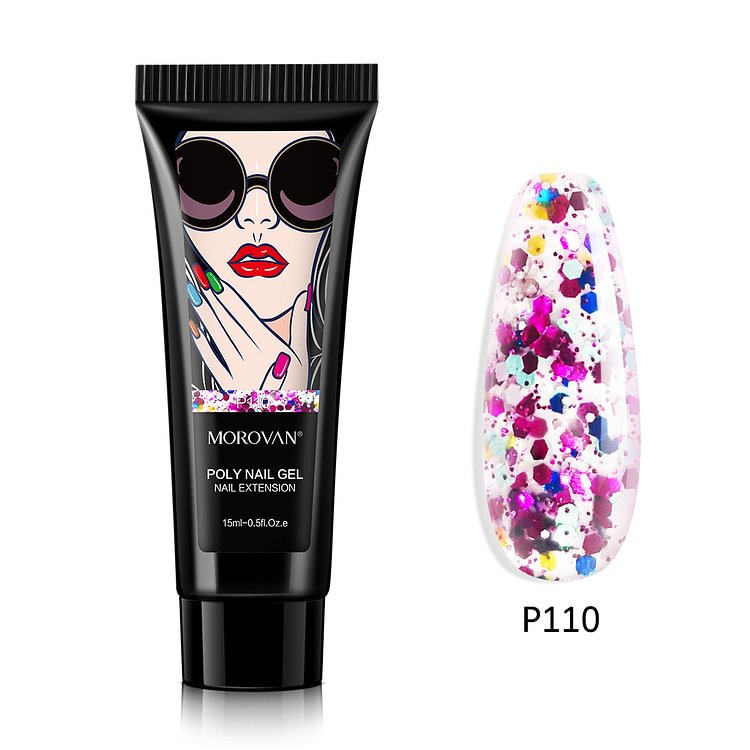 Morovan Pink/Blue/Yellow Glitter Poly Nail Gel P110