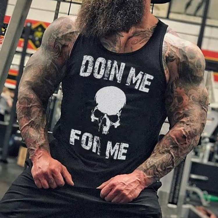 Crew Neck Casual Skull Print Mens Tank Top