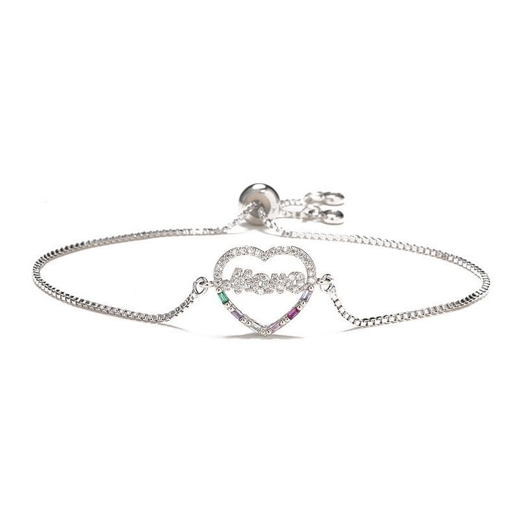 Heart-shaped Mama Adjustable Zircon Bracelet