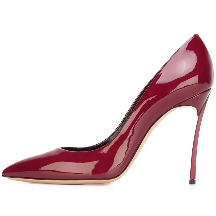 Burgundy Pointed Toe Stiletto Heels Office Pumps Vdcoo