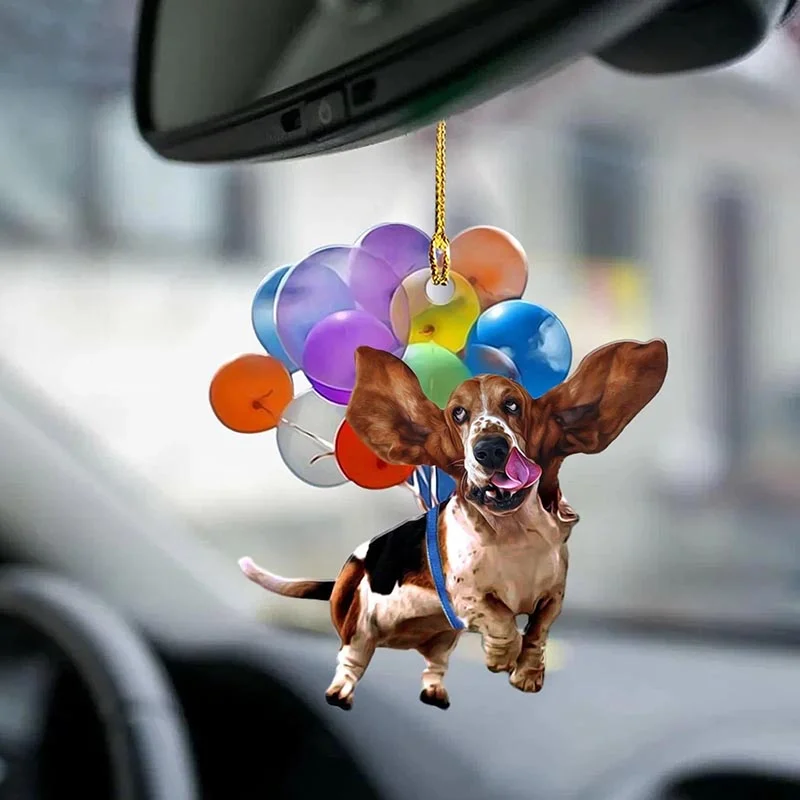 VigorDaily Basset Hound Fly With Bubbles Car Hanging Ornament BC084
